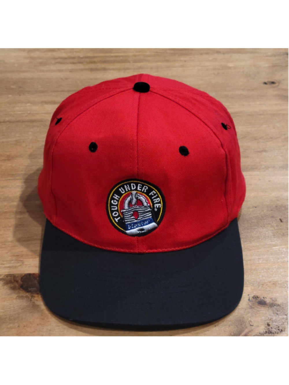 Vintage Master Lock Hat Snapback Red KC Tough Under Fire 90s One Size Adjustable